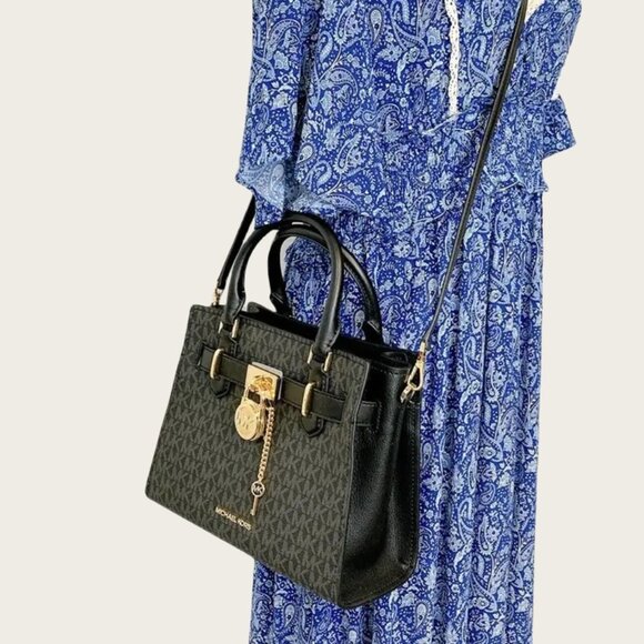 Michael Kors 35F1GHMS1B Hamilton Small Satchel in Sig Black - Picture 1 of 7